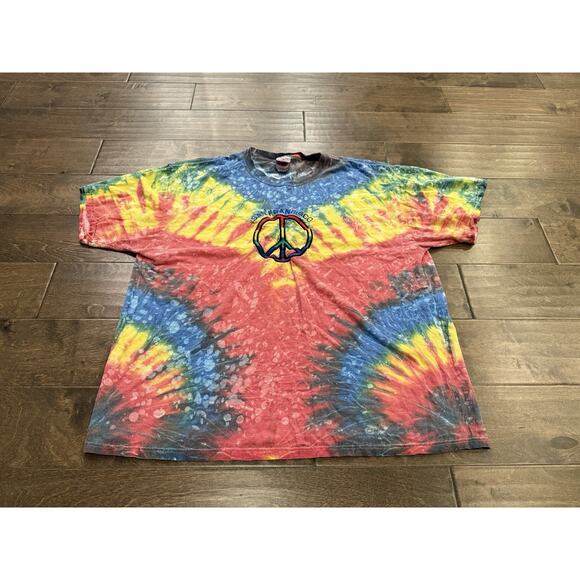 Vintage Delta Mens San Francisco Peace Sign Tie Dye Short Sleeve T-Shirt XL USA - Picture 2 of 7